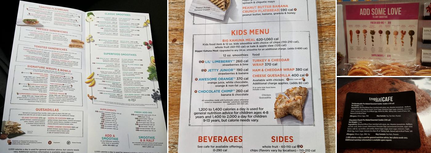 Tropical Smoothie Cafe Menu