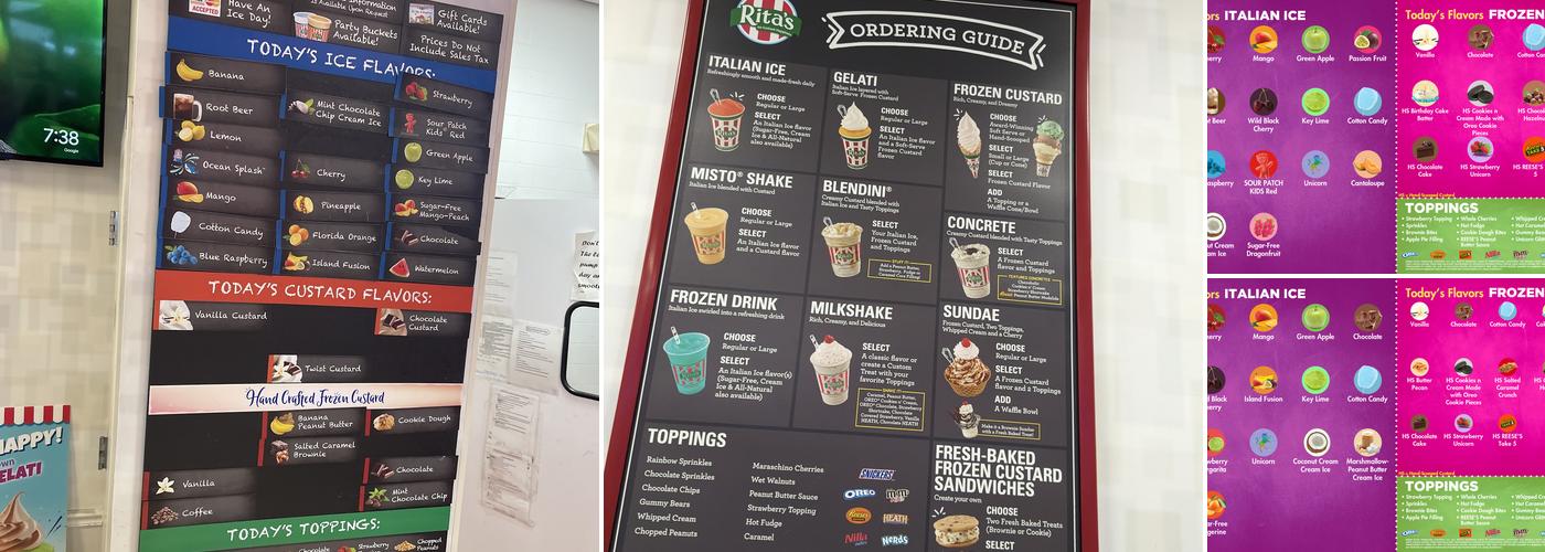 Rita's Italian Ice & Frozen Custard Menu