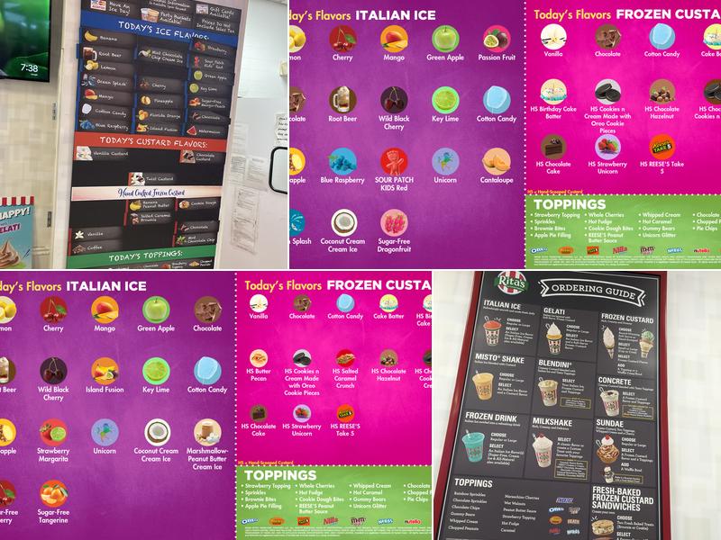 Rita's Italian Ice & Frozen Custard Menu