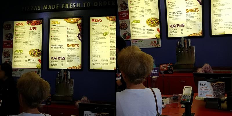 Chuck E. Cheese Menu