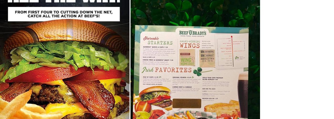 Beef 'O' Brady's Menu