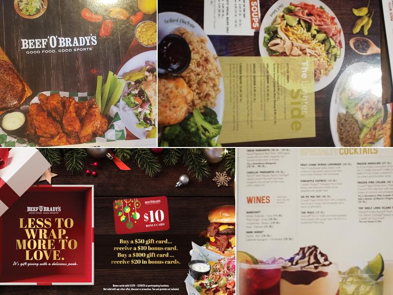 Beef 'O' Brady's Menu