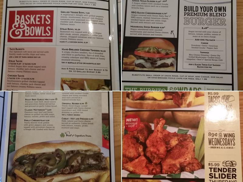 Beef 'O' Brady's Menu