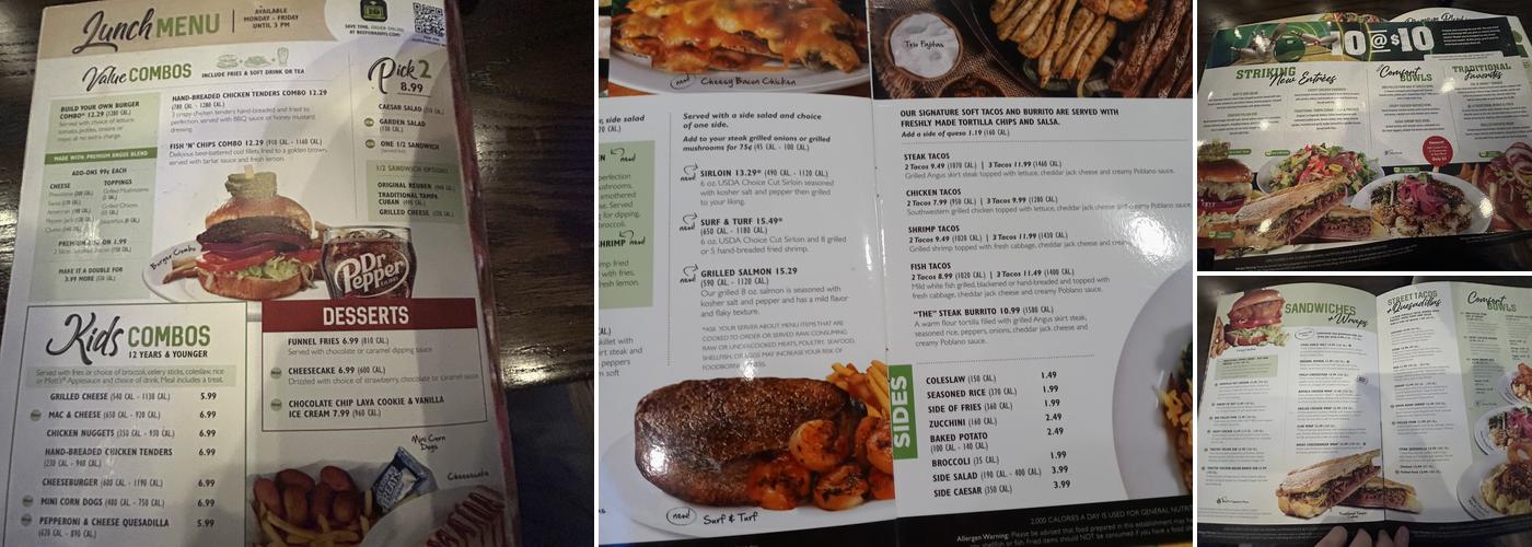 Beef 'O' Brady's Menu