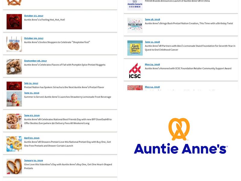 Auntie Anne's Menu