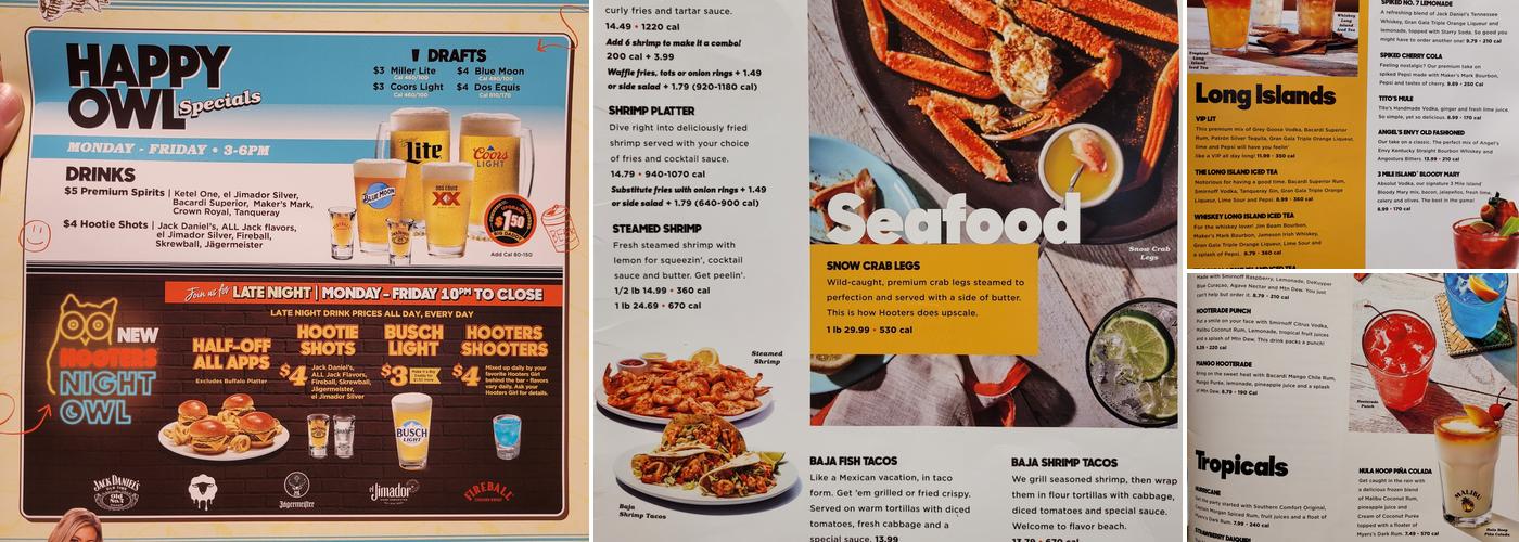 Hooters Menu