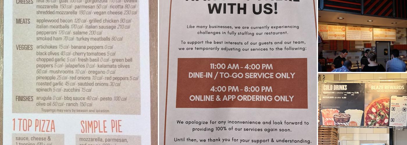 Blaze Pizza Menu