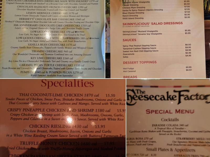 The Cheesecake Factory Menu