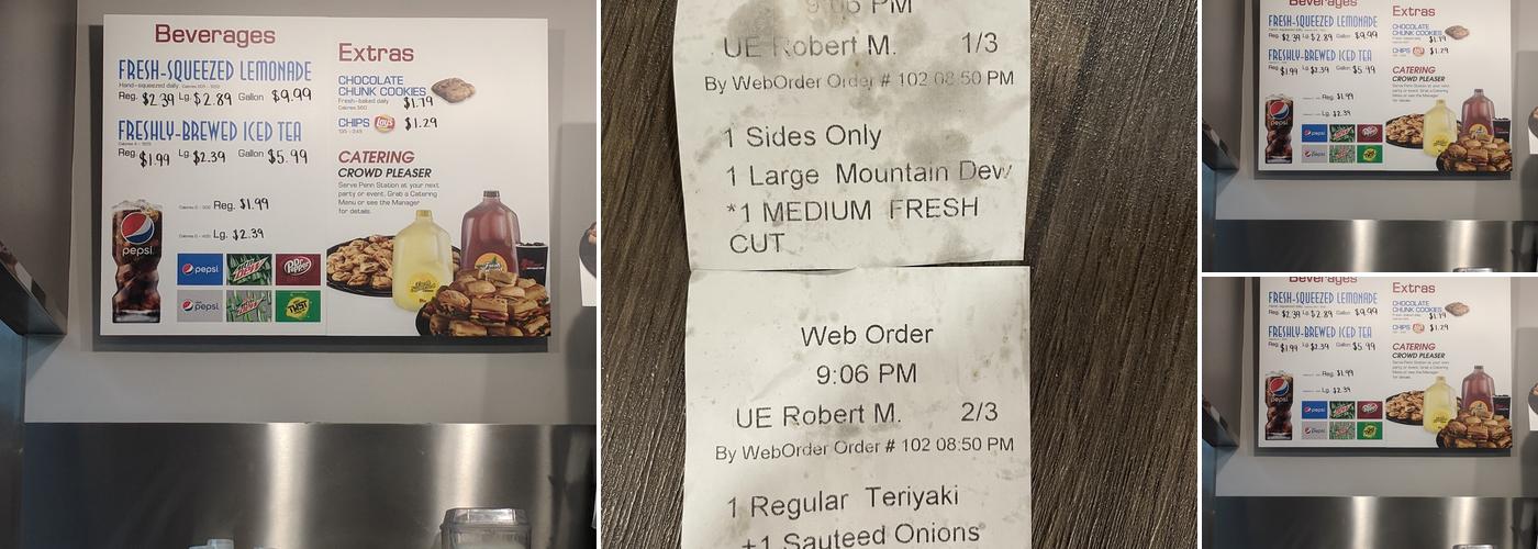 Penn Station East Coast Subs Menu