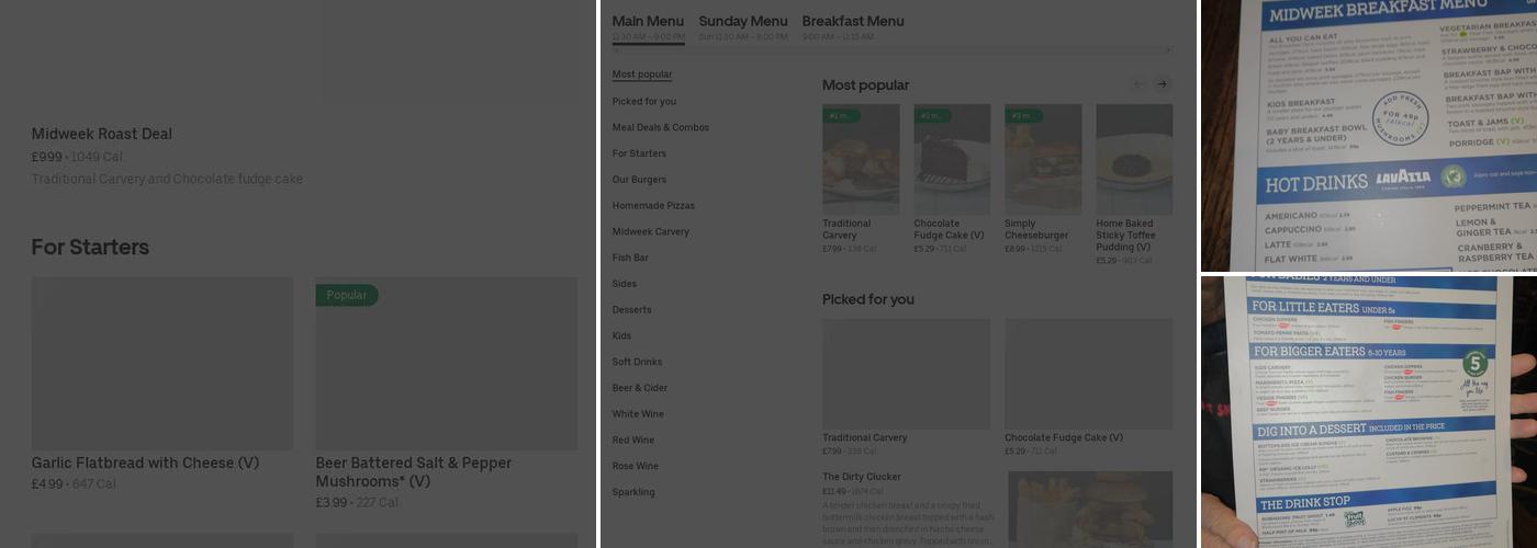 The Peartree Bridge Inn Stonehouse Menu
