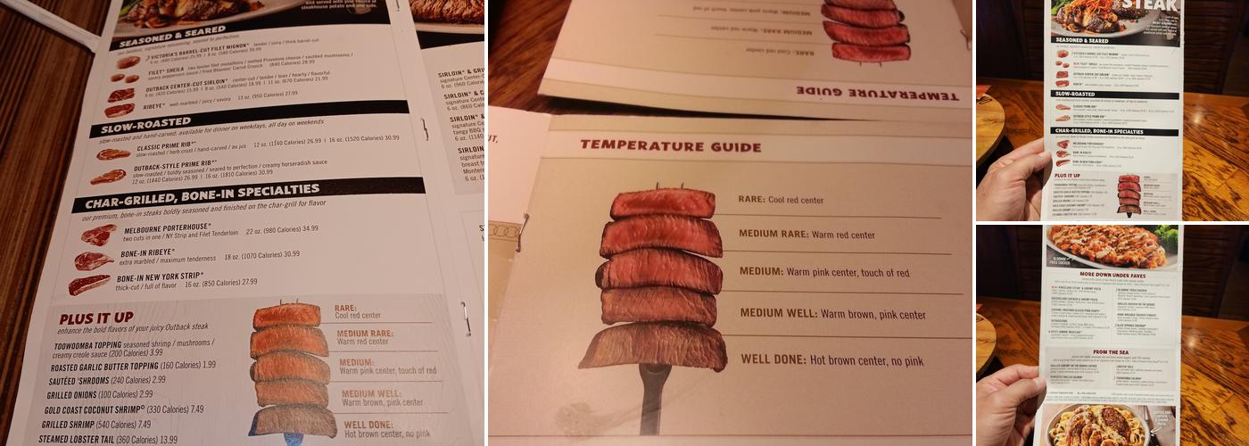 Outback Steakhouse Menu