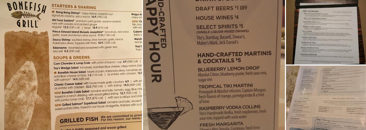 Bonefish Grill Menu