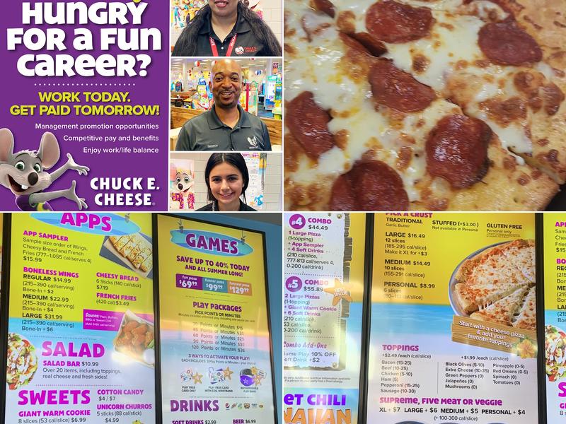 Chuck E. Cheese Menu