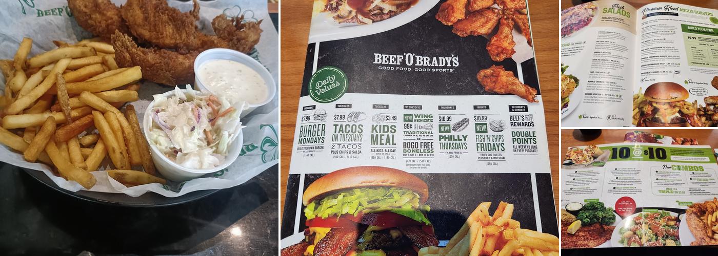Beef 'O' Brady's Menu