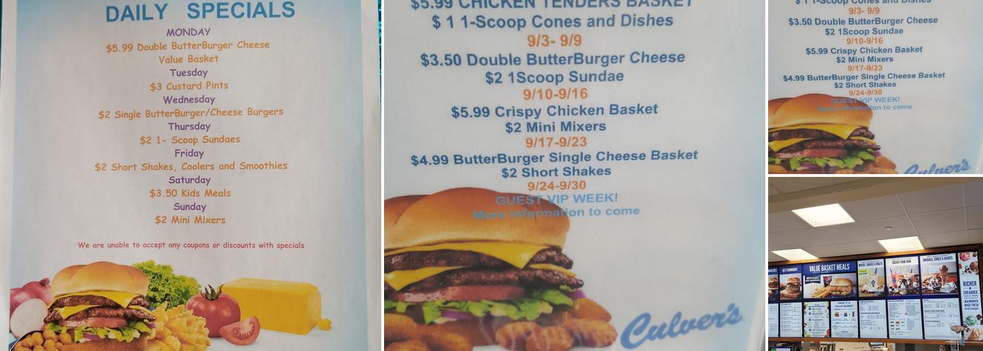 Culver’s Menu