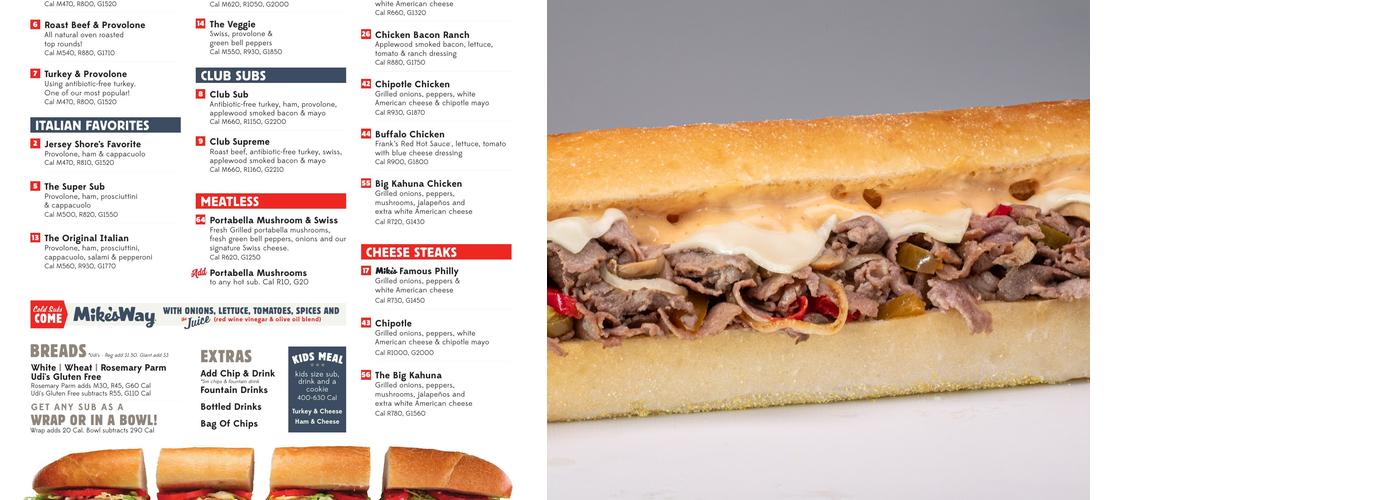 Jersey Mike's Subs Menu