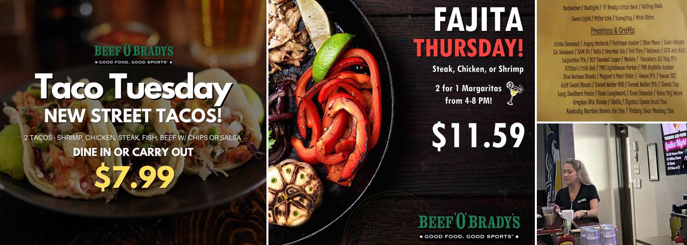 Beef 'O' Brady's Menu