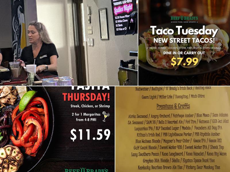 Beef 'O' Brady's Menu