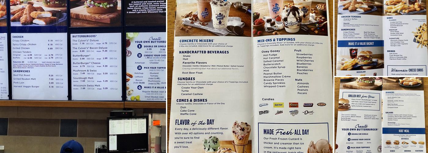 Culver’s Menu