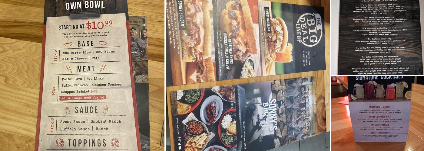 Sonny's BBQ Menu