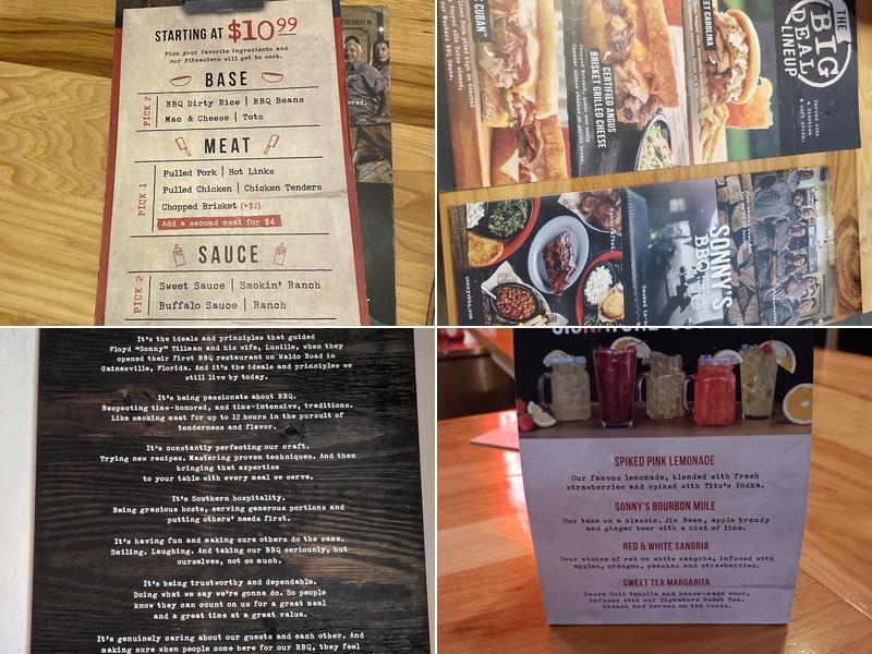 Sonny's BBQ Menu