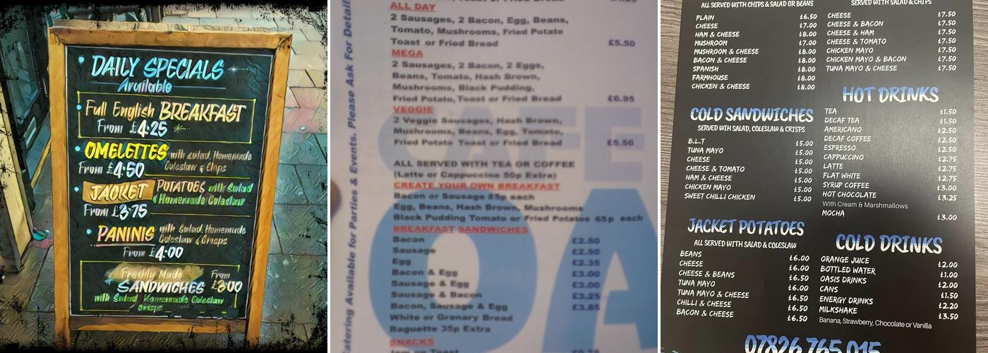 Cafe Oasis Menu
