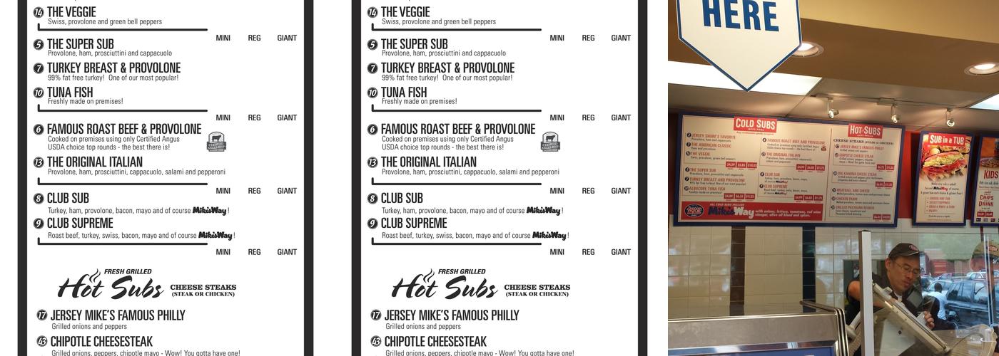 Jersey Mike's Subs Menu