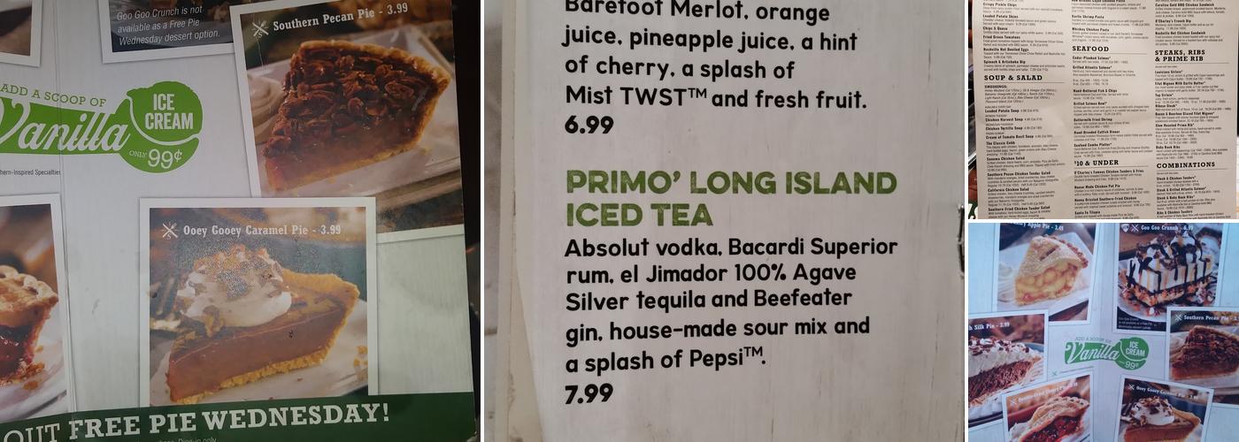 O'Charley's Restaurant & Bar Menu