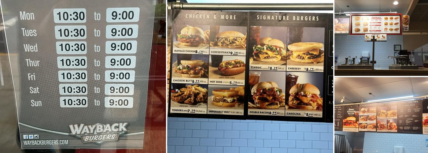 Wayback Burgers Menu