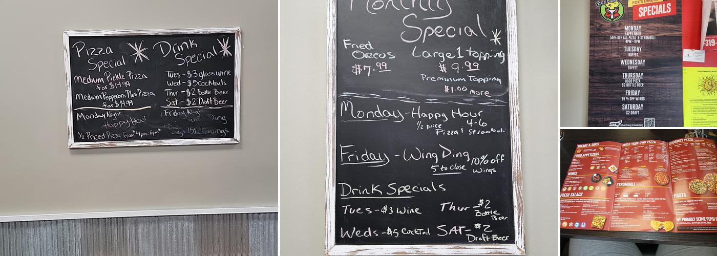 Fox's Pizza Menu