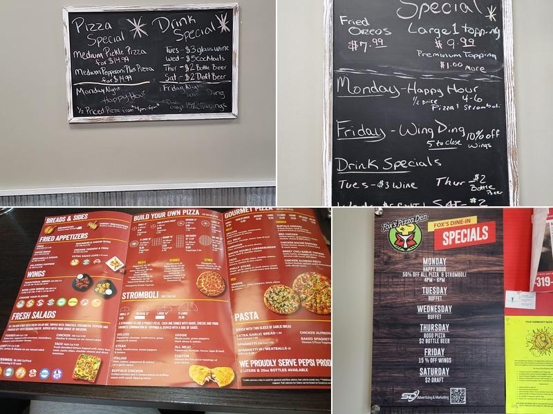 Fox's Pizza Menu