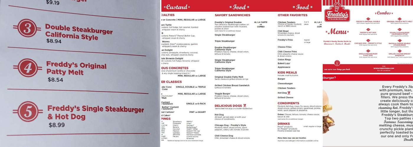 Freddy's Frozen Custard & Steakburgers Menu