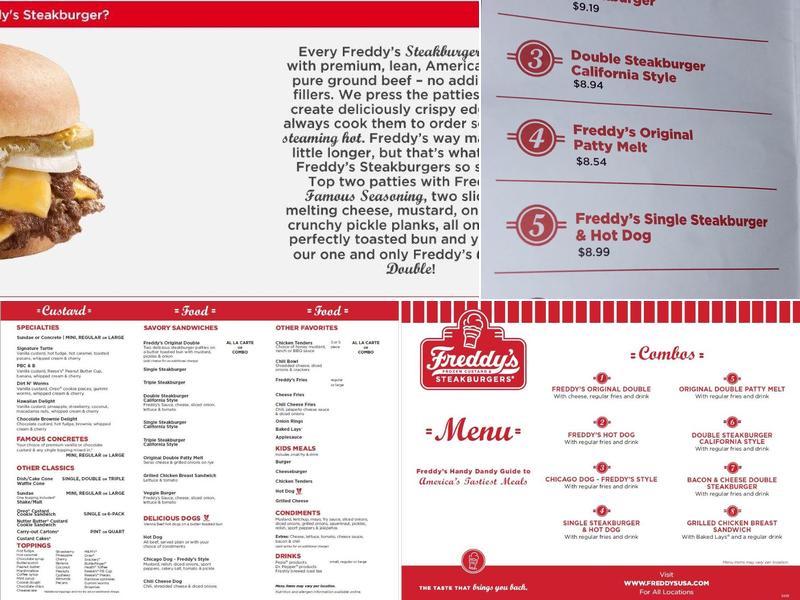 Freddy's Frozen Custard & Steakburgers Menu