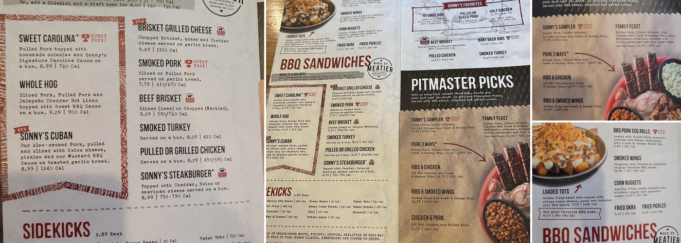 Sonny's BBQ Menu