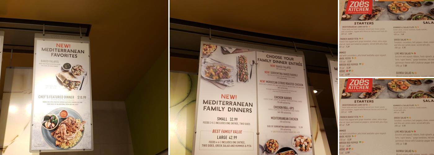 Zoës Kitchen Menu