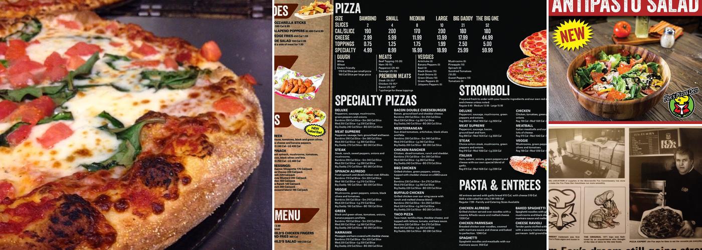 Fox's Pizza Den Menu