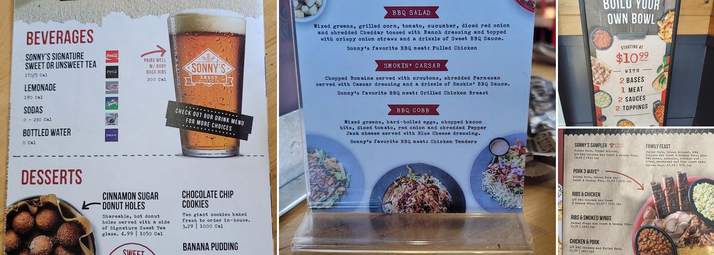 Sonny's BBQ Menu