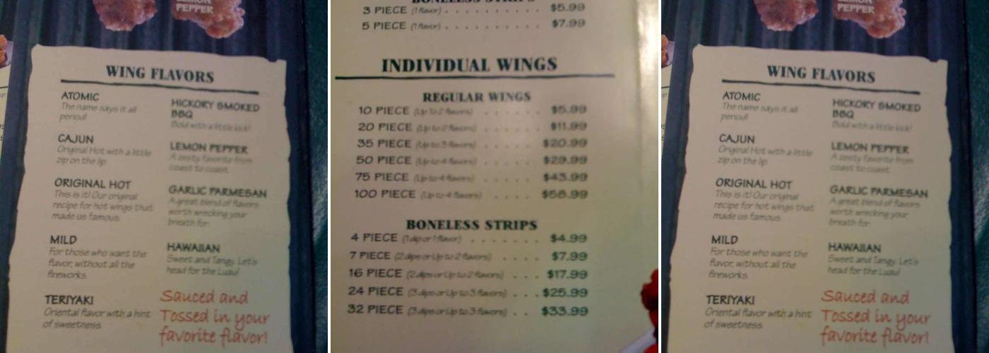 Wingstop Menu