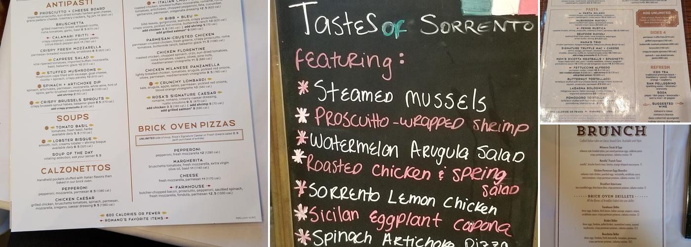 Romano's Macaroni Grill Menu