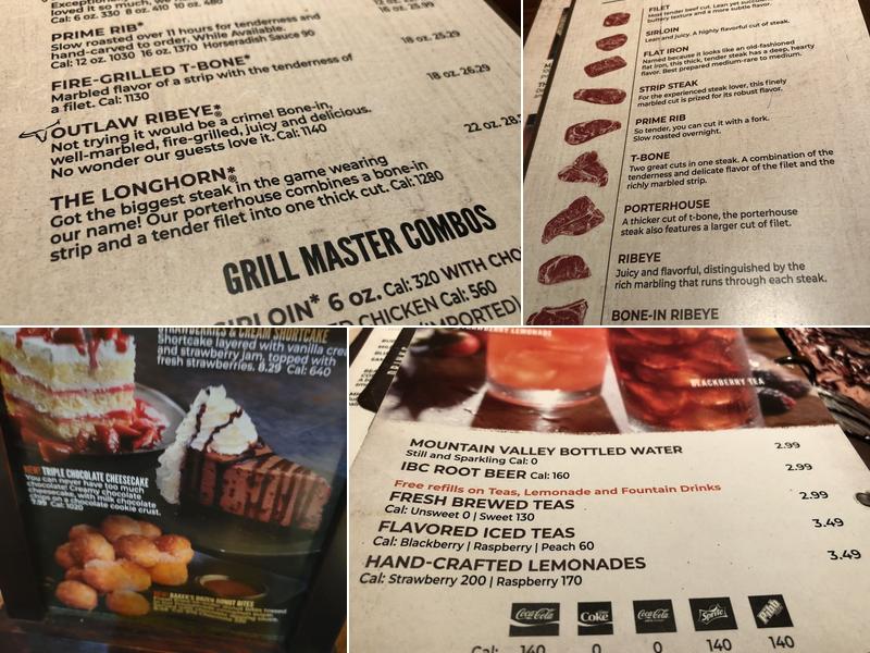 LongHorn Steakhouse Menu