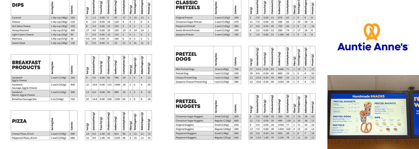 Auntie Anne's Menu