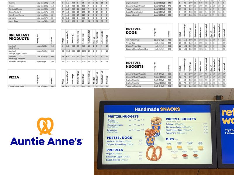 Auntie Anne's Menu