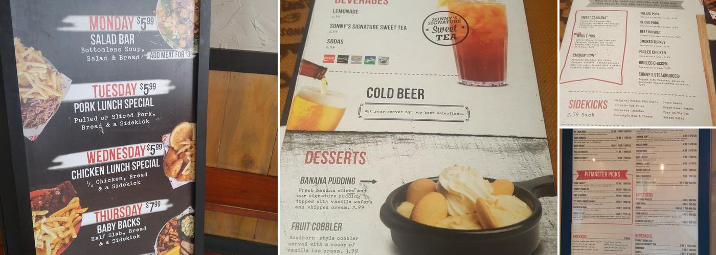 Sonny's BBQ Menu