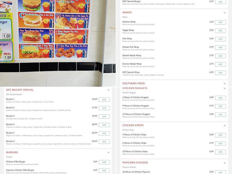 DFC Chicken & Pizza Takeaway Menu