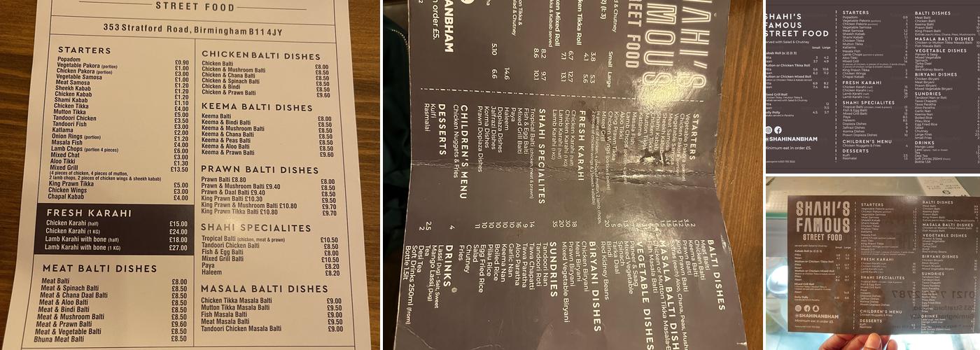 Shahi Nan Kabab Menu