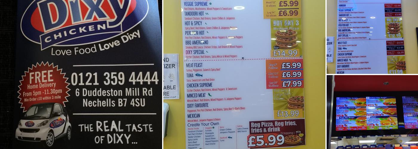 Dixy Chicken Menu
