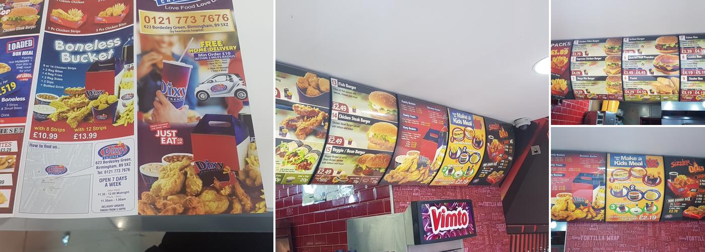 Dixy Chicken Menu