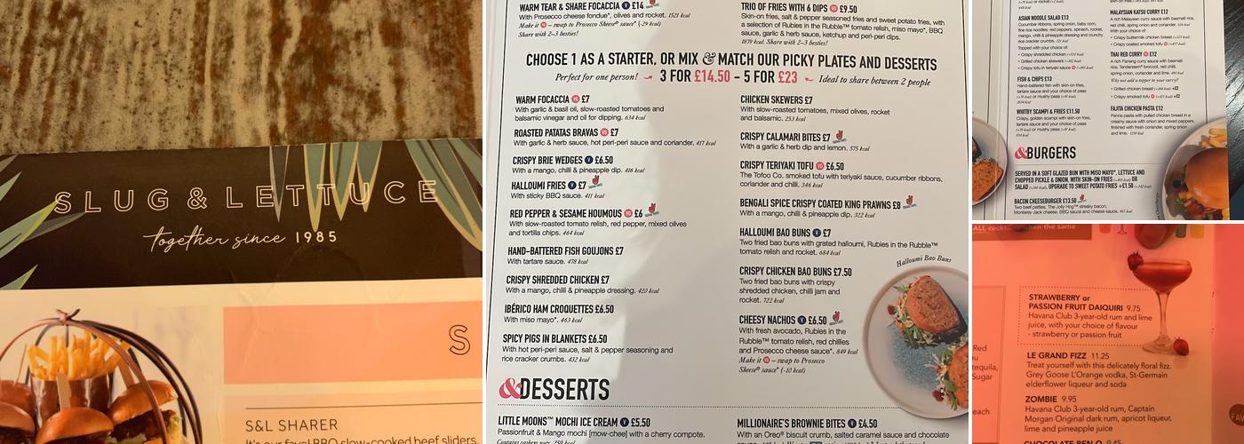Slug & Lettuce - Birmingham Menu