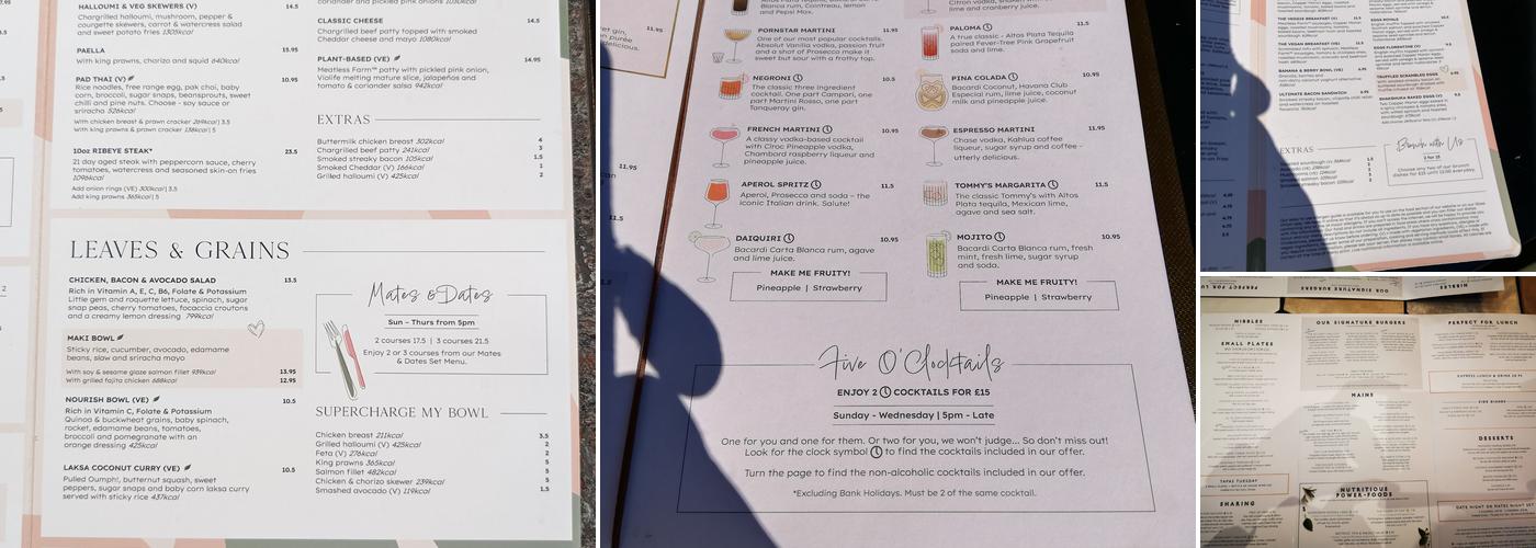 All Bar One Brindleyplace Menu
