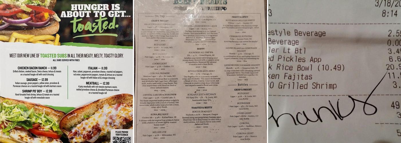 Beef 'O' Brady's Menu
